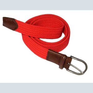 Shore Leave Stretch Fabric and Leather Belt Red Brown Men's Size 38-40